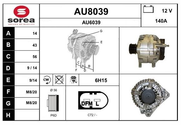 SNRA Generator Varenummer: AU8039 billige