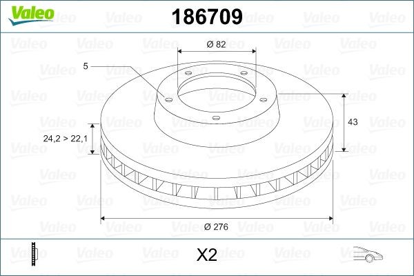 VALEO Brake disc Article number: 186709 cheaply