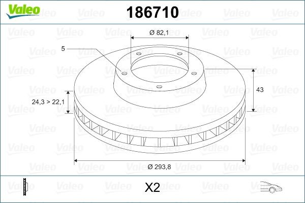 VALEO Brake disc Article number: 186710 cheaply