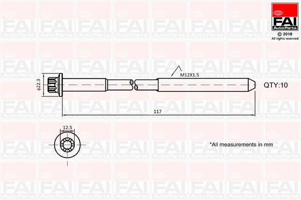 FAI AutoParts Bolt Kit, cylinder head Article number: B1018 cheaply