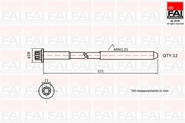 FAI AutoParts Bolt Kit, cylinder head Article number: B1630 cheaply