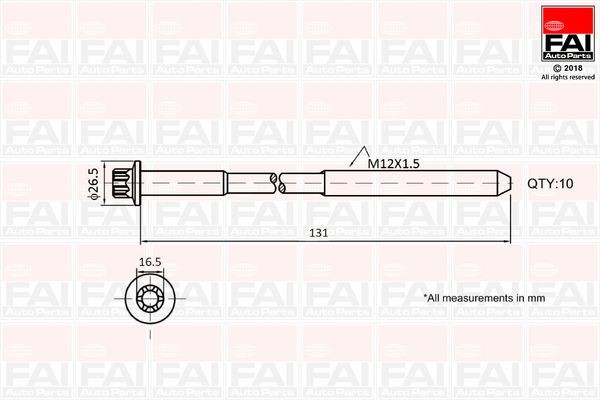 FAI AutoParts Bolt Kit, cylinder head Article number: B896 cheaply