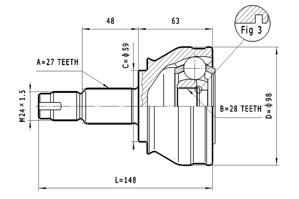 STATIM Joint kit, drive shaft Article number: C.139 cheaply