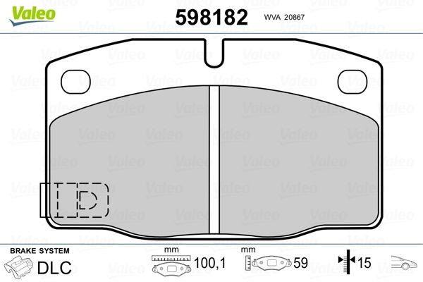 VALEO Brake pad set Article number: 598182 cheaply