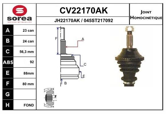 EAI Ledsæt, drivaksel Varenummer: CV22170AK billige