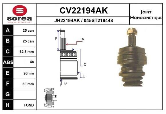 EAI Joint kit, drive shaft Article number: CV22194AK cheaply