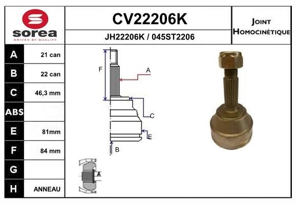 EAI Joint kit, drive shaft Article number: CV22206K cheaply