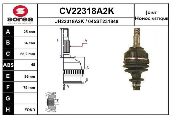 EAI Joint kit, drive shaft Article number: CV22318A2K cheaply