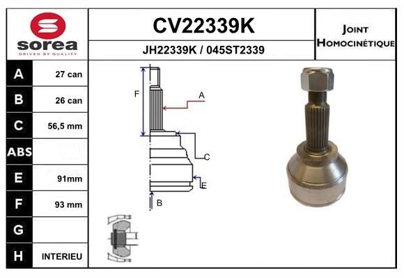 EAI Joint kit, drive shaft Article number: CV22339K cheaply