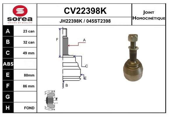 EAI Joint kit, drive shaft Article number: CV22398K cheaply