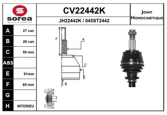 EAI Joint kit, drive shaft Article number: CV22442K cheaply