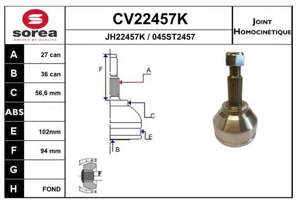EAI Joint kit, drive shaft Article number: CV22457K cheaply