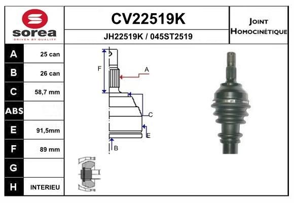 EAI Joint kit, drive shaft Article number: CV22519K cheaply