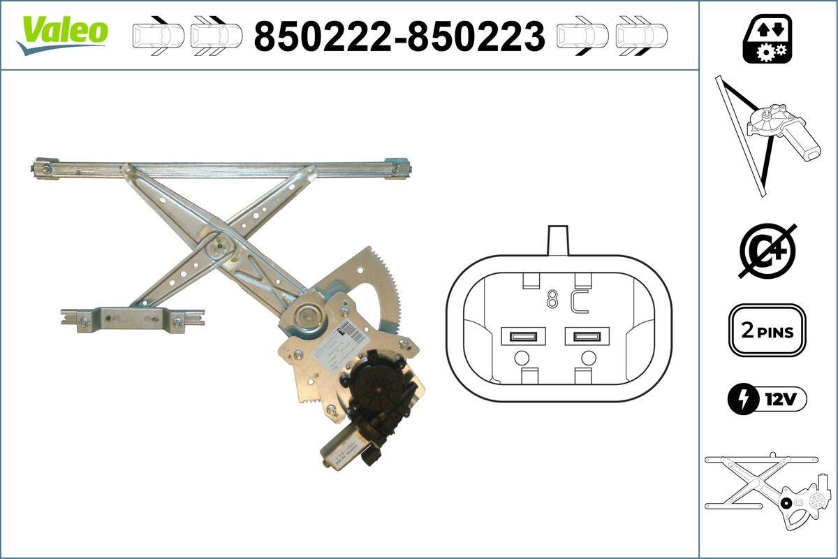 VALEO Window regulator Article number: 850222 cheaply