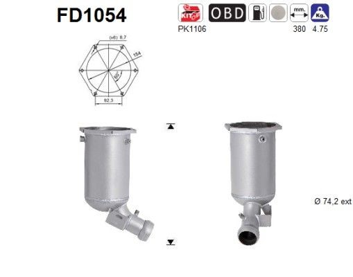 AS Diesel particulate filter Article number: FD1054 cheaply