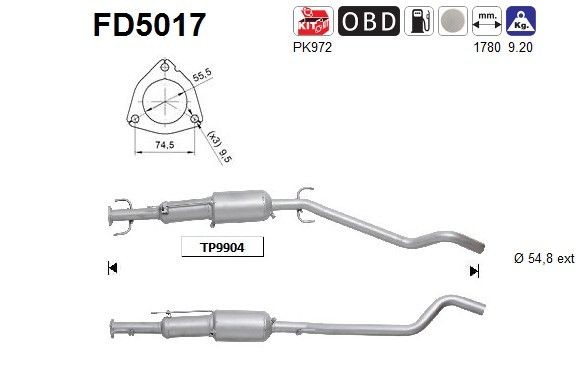 AS Diesel particulate filter Article number: FD5017 cheaply