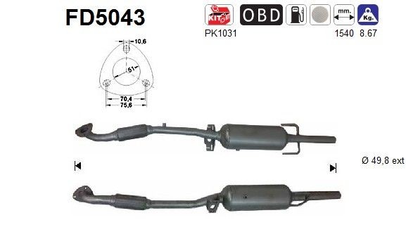 AS Diesel particulate filter Article number: FD5043 cheaply