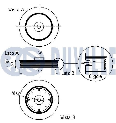 RUVILLE Deflection / Guide Pulley, v-ribbed belt Article number: 55330 cheaply