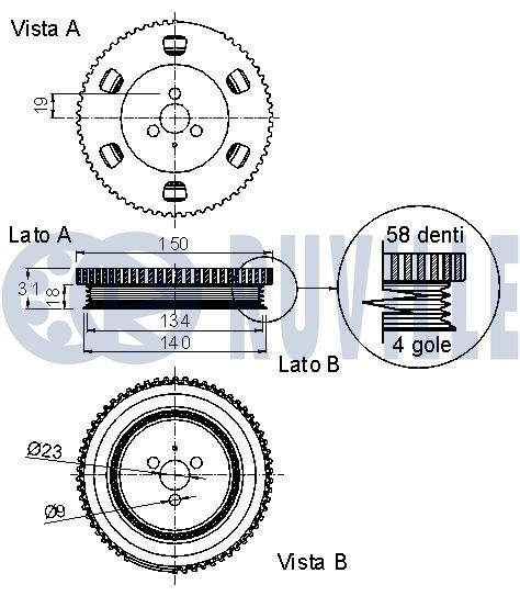 RUVILLE Tensioner Lever, v-ribbed belt Article number: 55343 cheaply