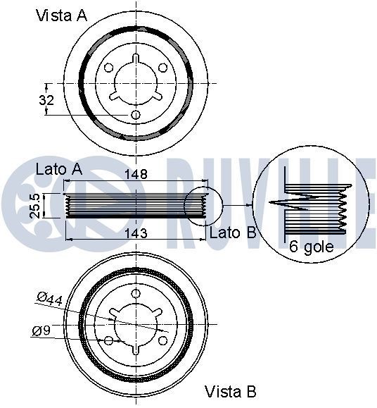 RUVILLE Tensioner Lever, v-ribbed belt Article number: 55345 cheaply