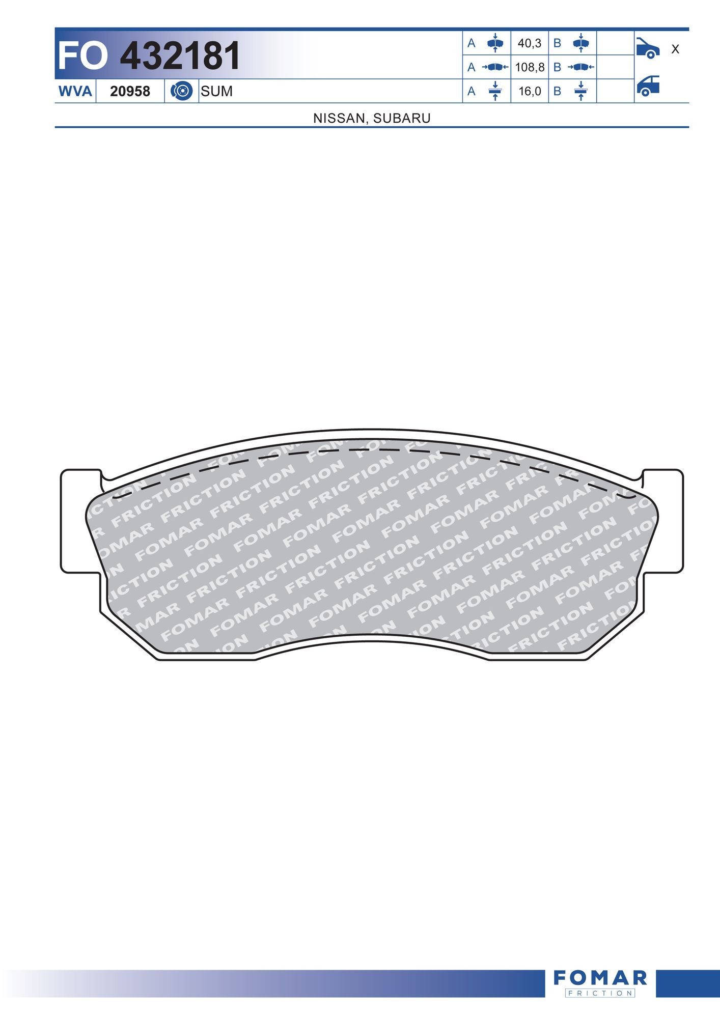 FOMAR Friction Brake pad set Article number: FO 432181 cheaply
