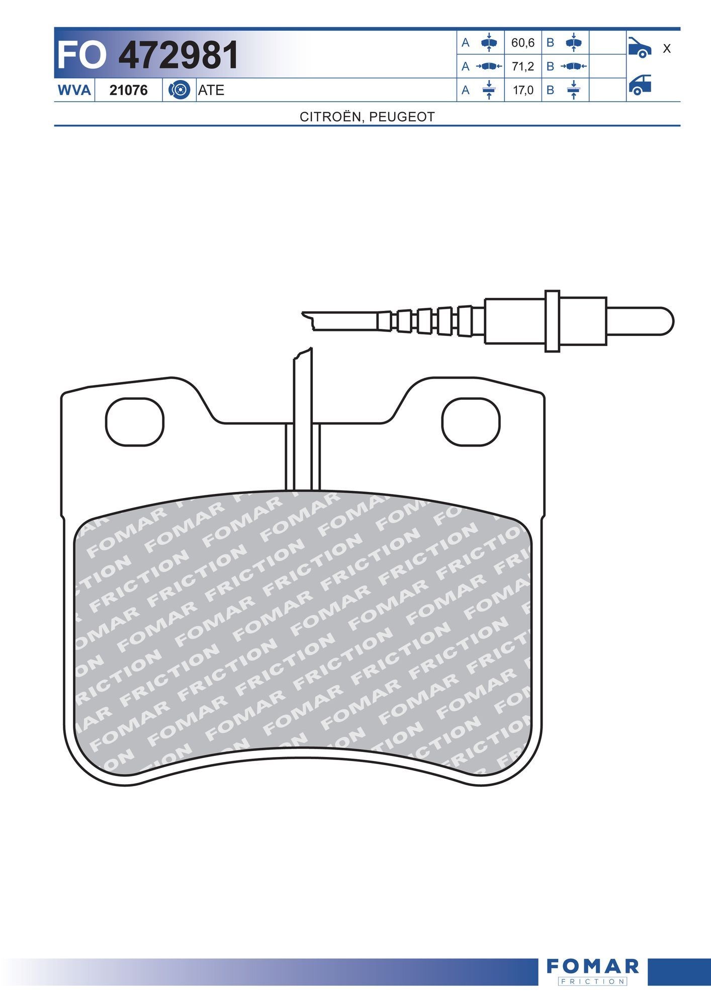 FOMAR Friction Brake pad set Article number: FO 472981 cheaply