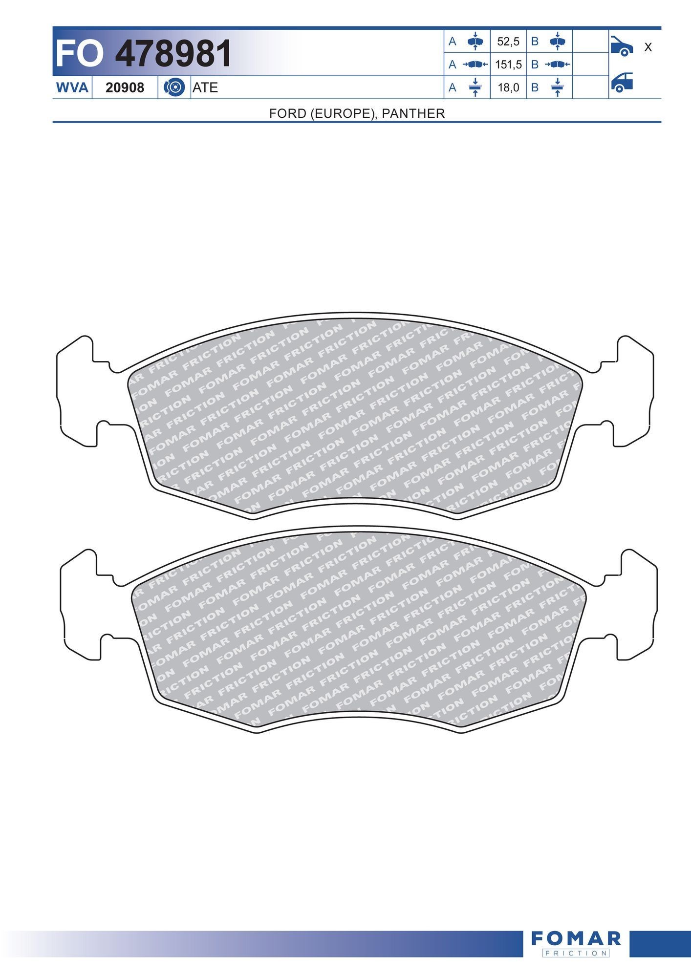 FOMAR Friction Brake pad set Article number: FO 478981 cheaply