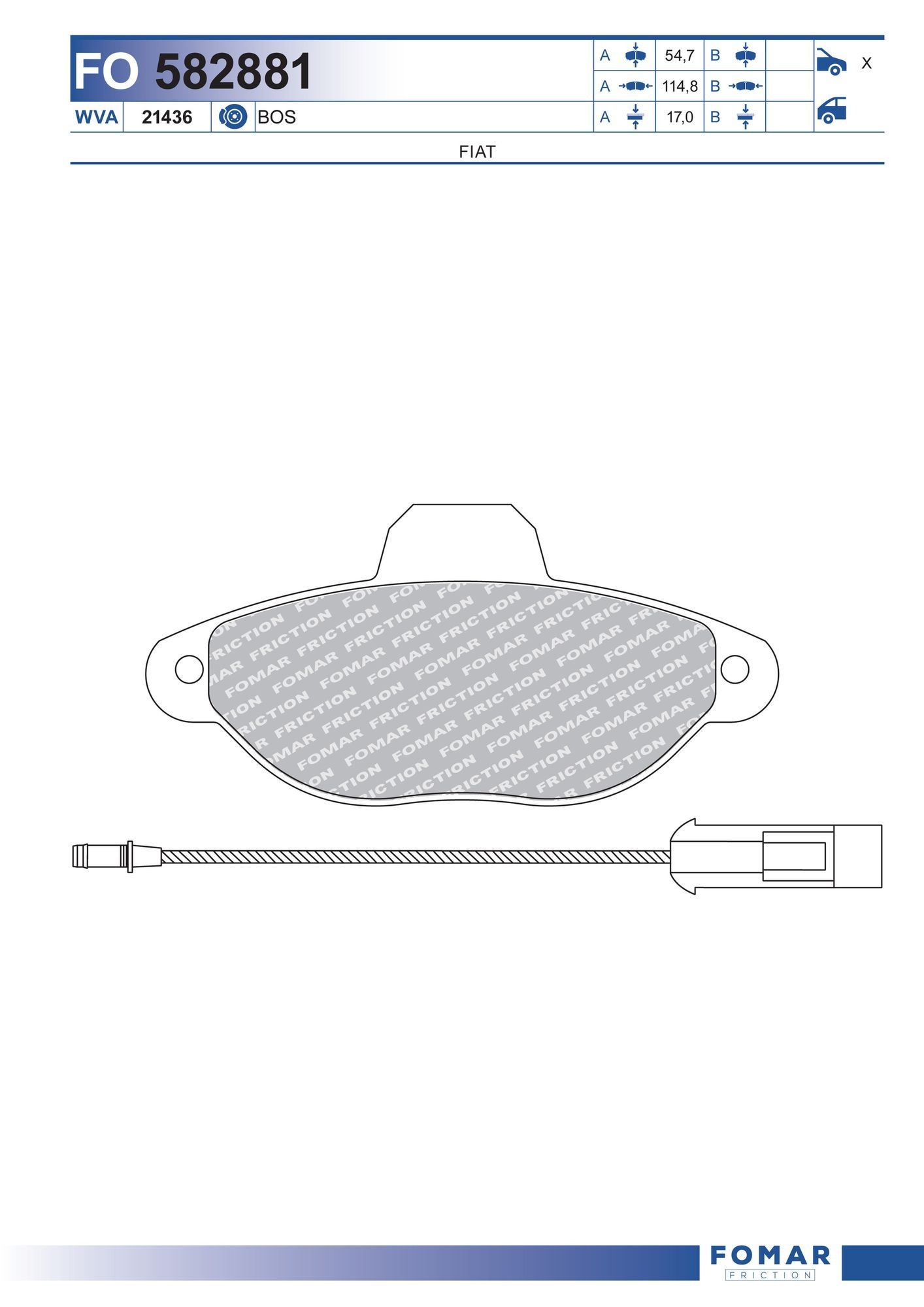 FOMAR Friction Brake pad set Article number: FO 582881 cheaply