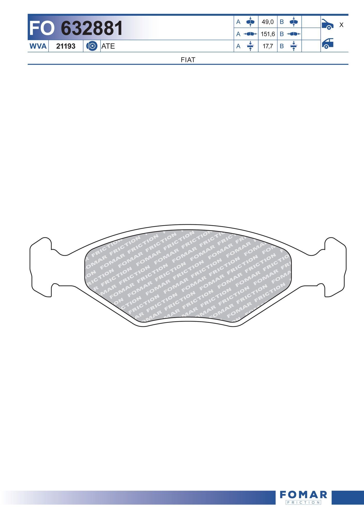 FOMAR Friction Brake pad set Article number: FO 632881 cheaply