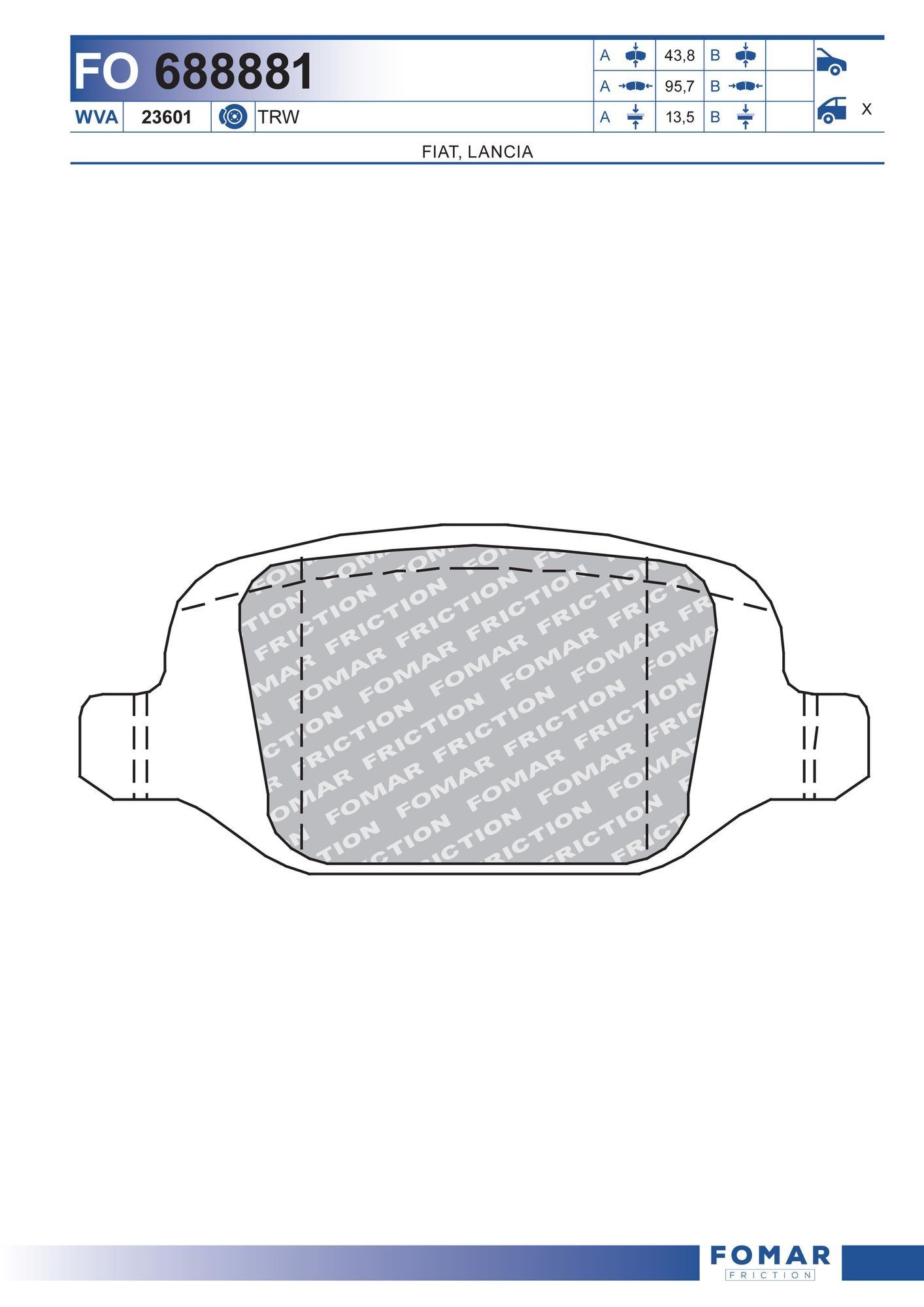 FOMAR Friction Brake pad set Article number: FO 688881 cheaply