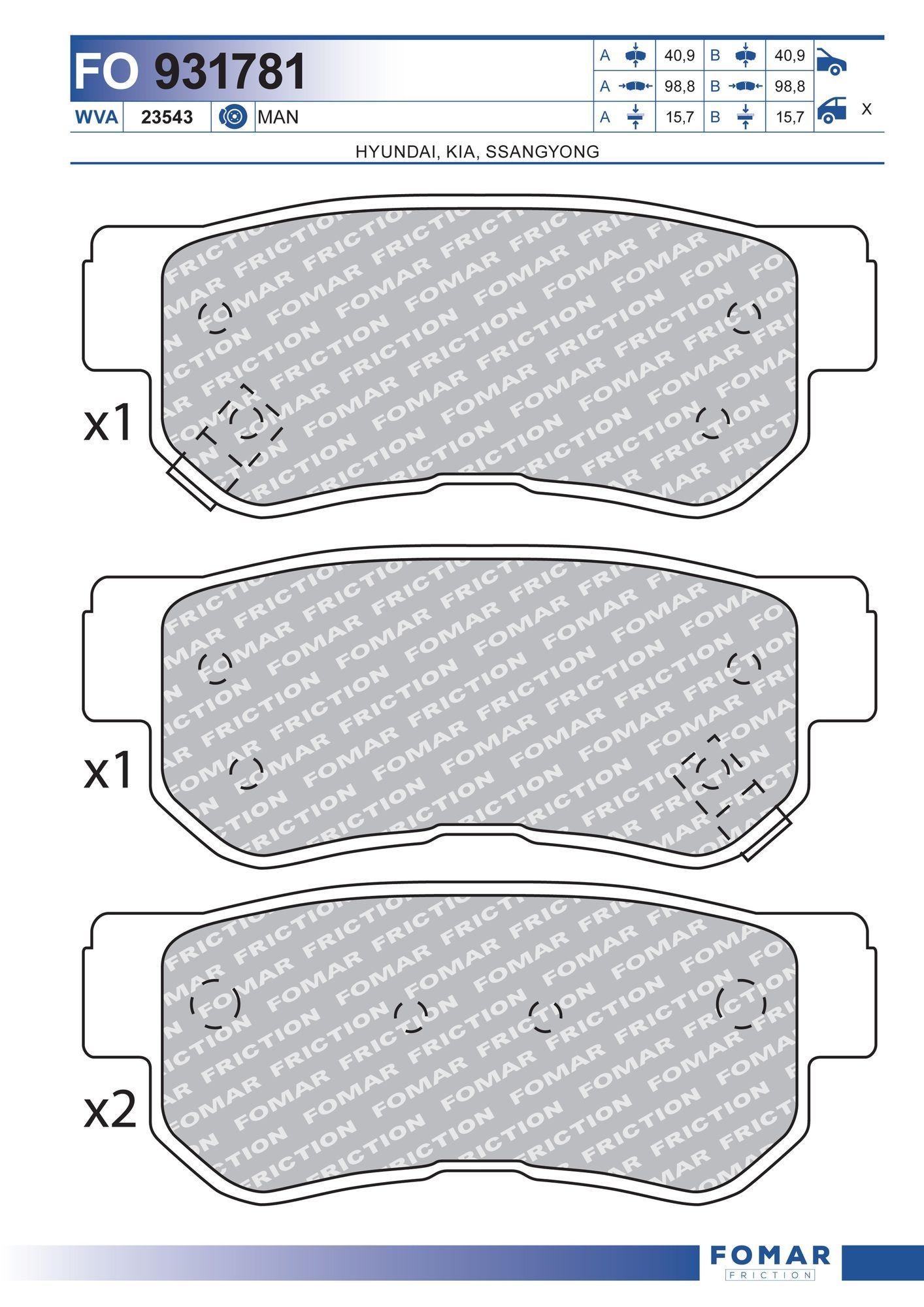 FOMAR Friction Brake pad set Article number: FO 931781 cheaply