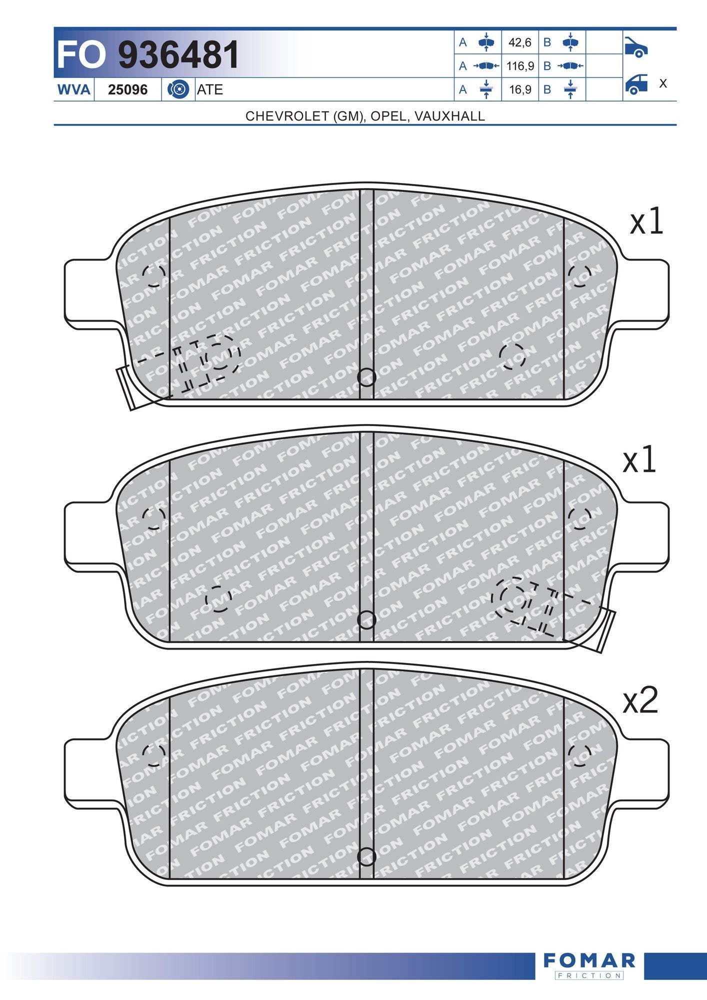 FOMAR Friction Brake pad set Article number: FO 936481 cheaply