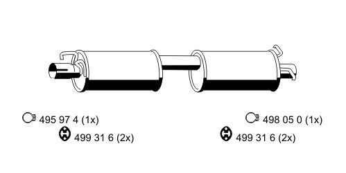 ERNST Middle silencer Article number: 331050 cheaply