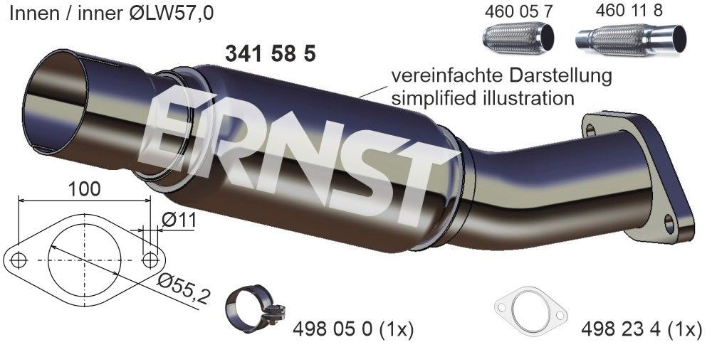 ERNST Exhaust Pipe Article number: 341585 cheaply