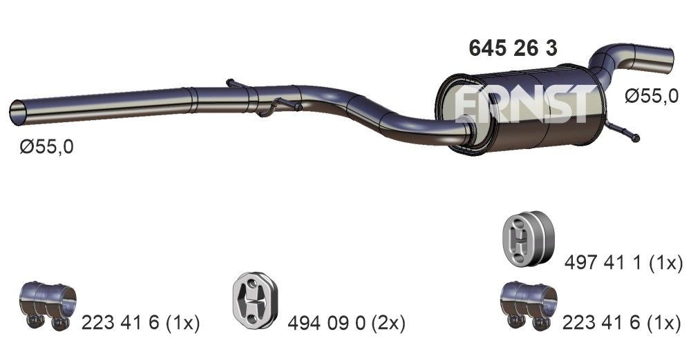 ERNST Middle silencer Article number: 645263 cheaply