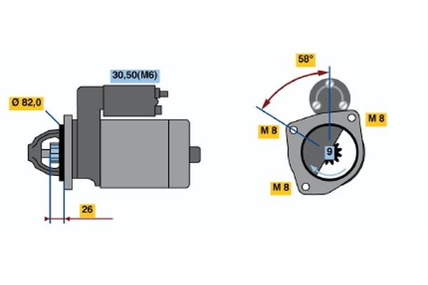 BOSCH Starter motor Article number: 0 001 109 018 cheaply