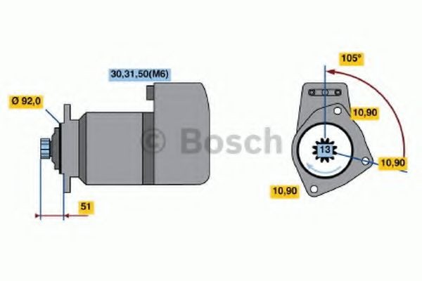 BOSCH Starter motor Article number: 0 001 510 033 cheaply
