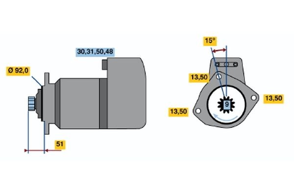 BOSCH Starter motor Article number: 0 001 510 037 cheaply