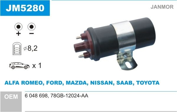 JANMOR Ignition coil Article number: JM5280 cheaply