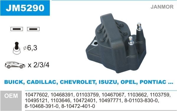 JANMOR Ignition coil Article number: JM5290 cheaply