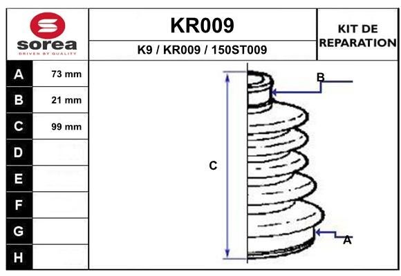 EAI Bellow Set, drive shaft Article number: KR009 cheaply