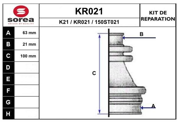 EAI Bellow Set, drive shaft Article number: KR021 cheaply