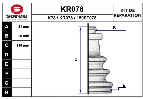 EAI Bellow Set, drive shaft Article number: KR078 cheaply