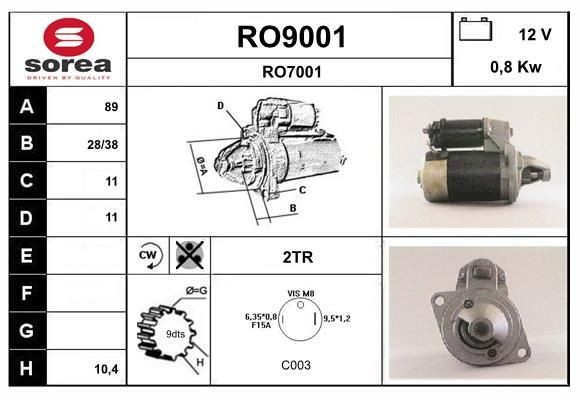 SNRA Starter motor Article number: RO9001 cheaply