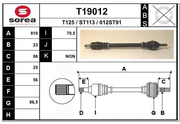 EAI Drive shaft Article number: T19012 cheaply