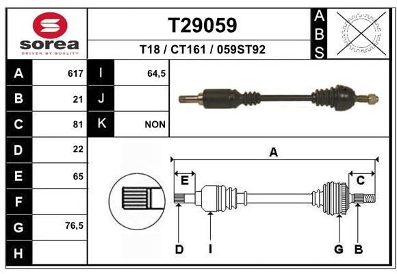EAI Drive shaft Article number: T29059 cheaply