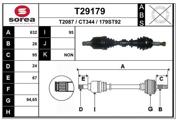 EAI Drive shaft Article number: T29179 cheaply