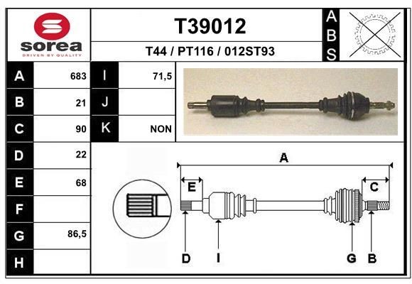 EAI Drive shaft Article number: T39012 cheaply