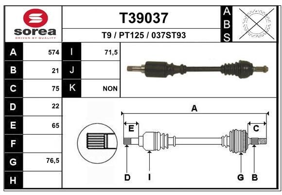 EAI Drive shaft Article number: T39037 cheaply