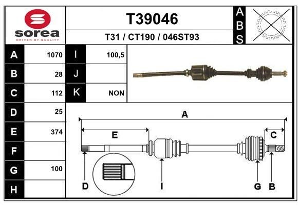 EAI Drive shaft Article number: T39046 cheaply